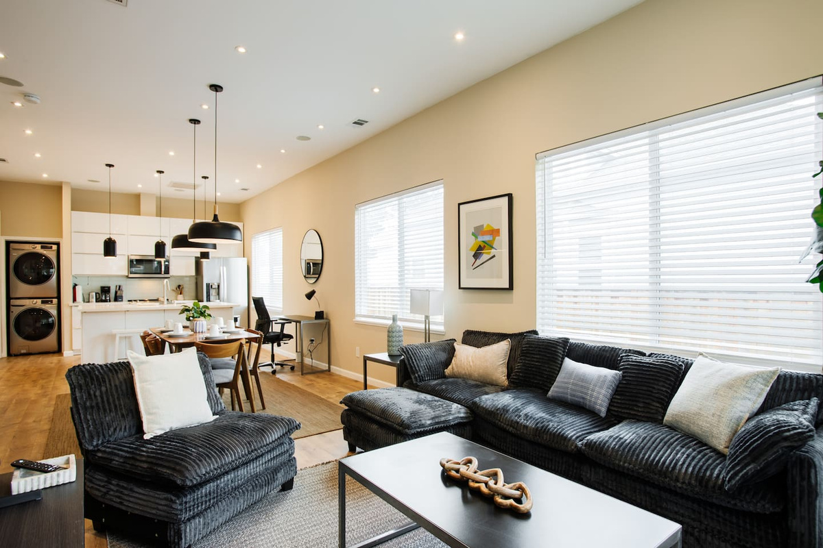 387 N 12th Unit A 3BR open-concept living room with sectional sofa